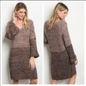 Bell Sleeve Knit Sweater Dress